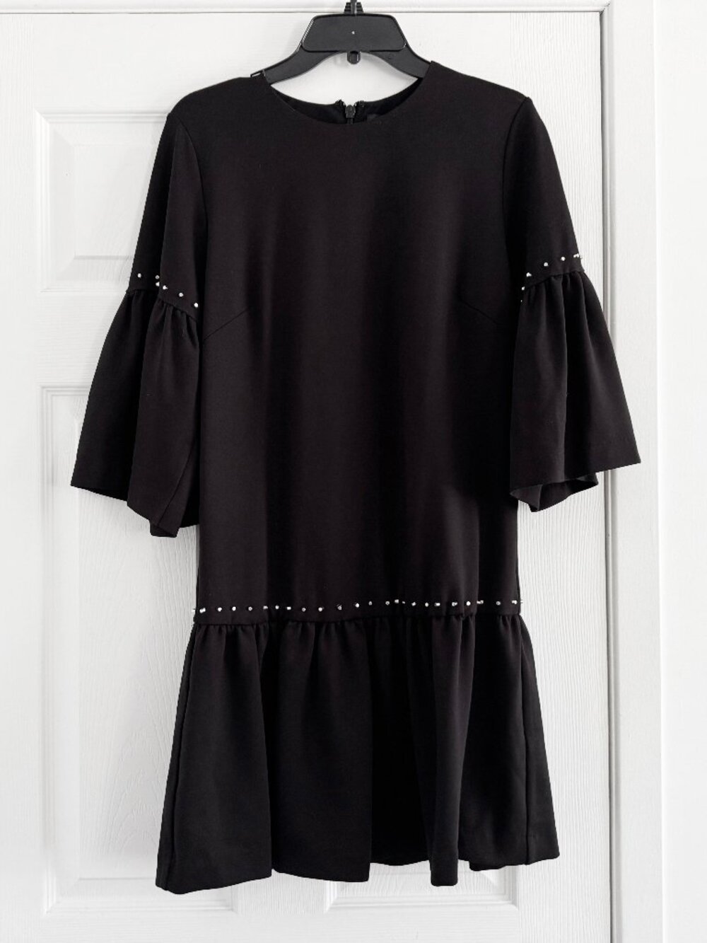 Nicole Miller Studded Trim Black Jersey Dress, size XS